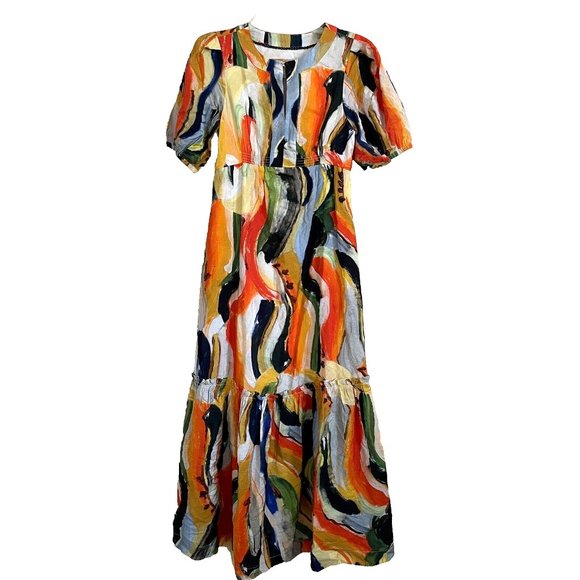 Anthropologie Maeve Suzannah Tiered Maxi Dress XS Colorful Maximalism - Picture 2 of 12